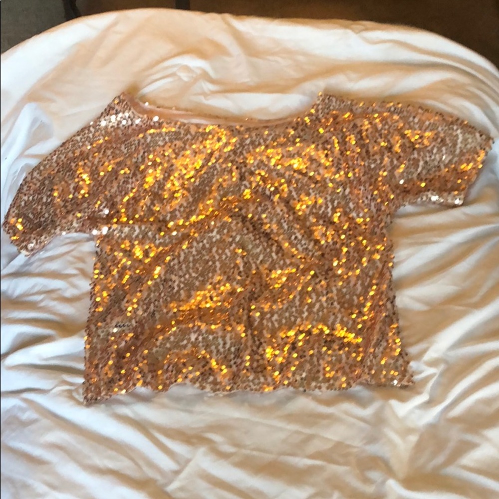 Pink sequin off shoulder top